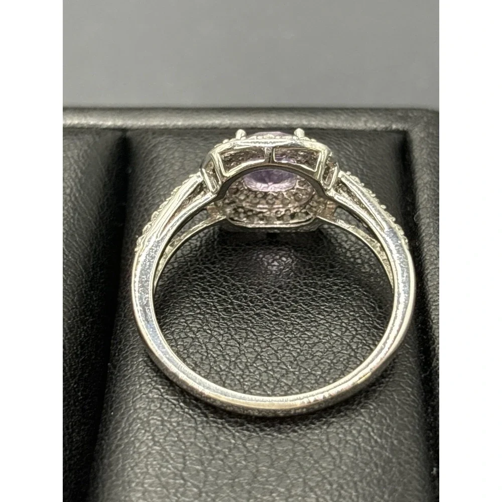 EUC Sterling Silver Purple Cubic Zirconia Ring Size 10 F9